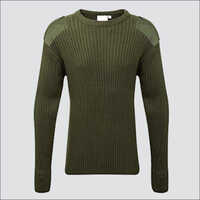 Military Round Neck Pullover - Color: Green