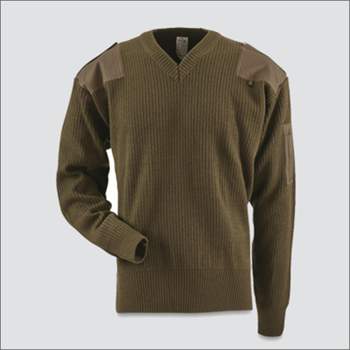 Brown Military Woollen Pullover