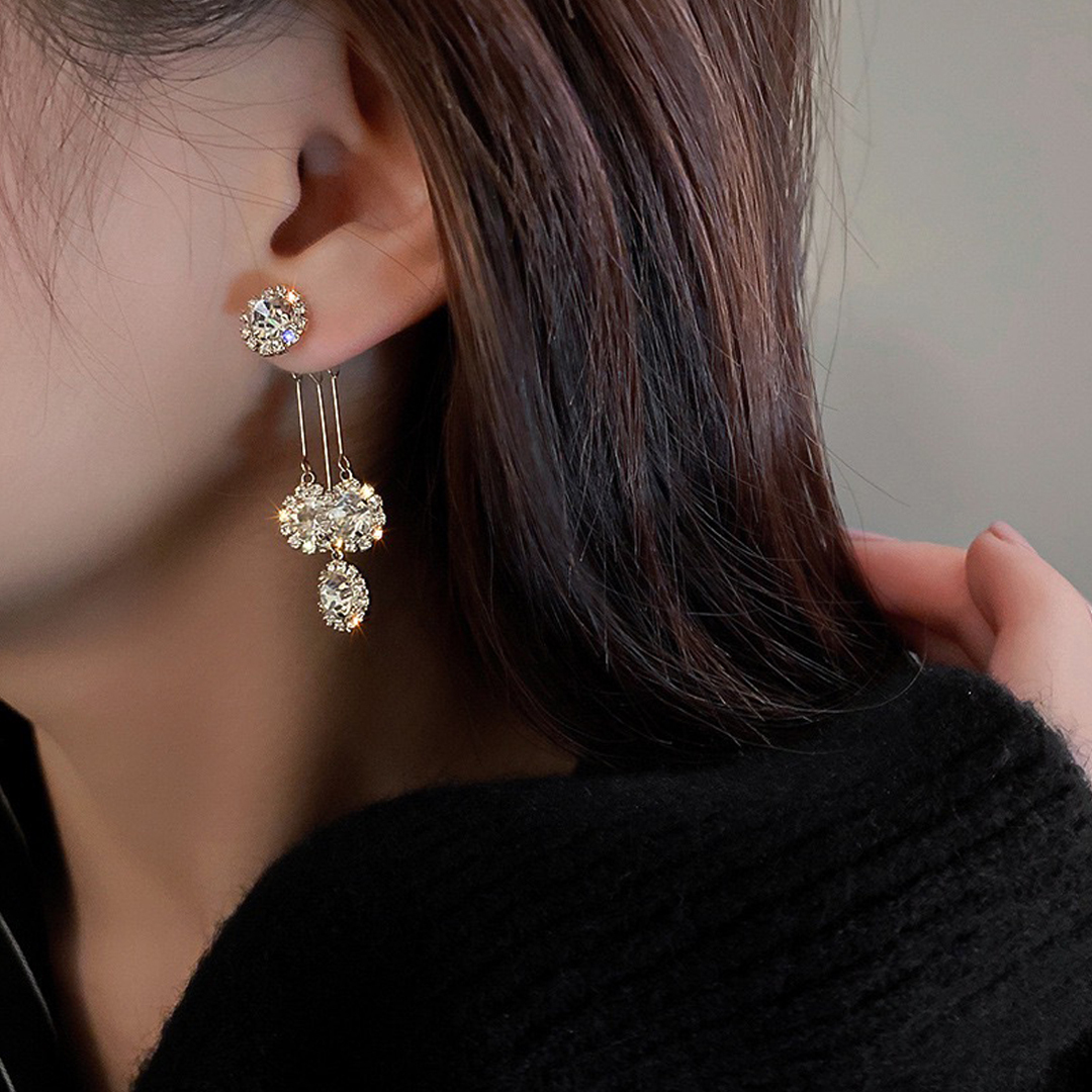 Korean Diamond Fairy Flower Stud Earrings 2 Pcs/Set