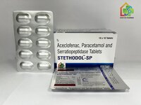 Aceclofenac + Paracetamol + Serratiopeptidase Tablets - 100 Mg, Round Film Coated White Tablets, Blister Pack For Effective Pain Relief