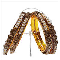 Stylish Golden Plated Pearl Bangles
