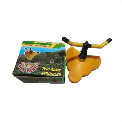 Plastic Two Arm Sprinkler - Durable Plastic, Adjustable Arms, Yellow and Black Color | Wide Coverage for Agricultural Use, Corrosion Resistant