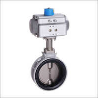 Pneumatic Butterfly Valves - Stainless Steel, Various Sizes , Blue Wafer Type Design For Industrial Use
