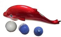 Dolphin Massager - Red Plastic, Standard Size | Electric Pain Relief Device For Adults, Women, And Elders, 1-year Warranty, Portable Design