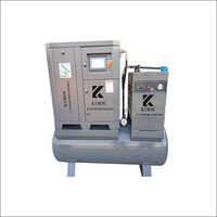 Gray Tank Mounted Screw Air Compressor