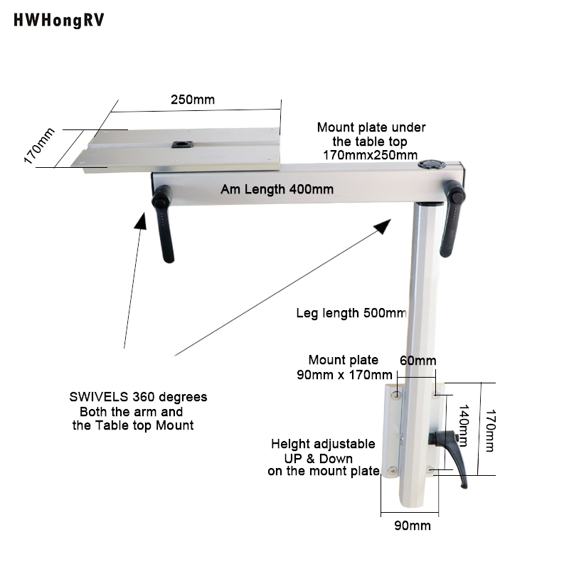 Aluminum alloy motorhome parts RV accessories telescopic table legs with swivel caravan support rotatable legs for trailer