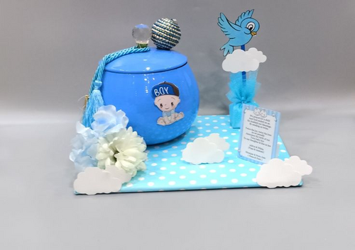 Metal Gifting Box and Jar Round Shape Bule Colour