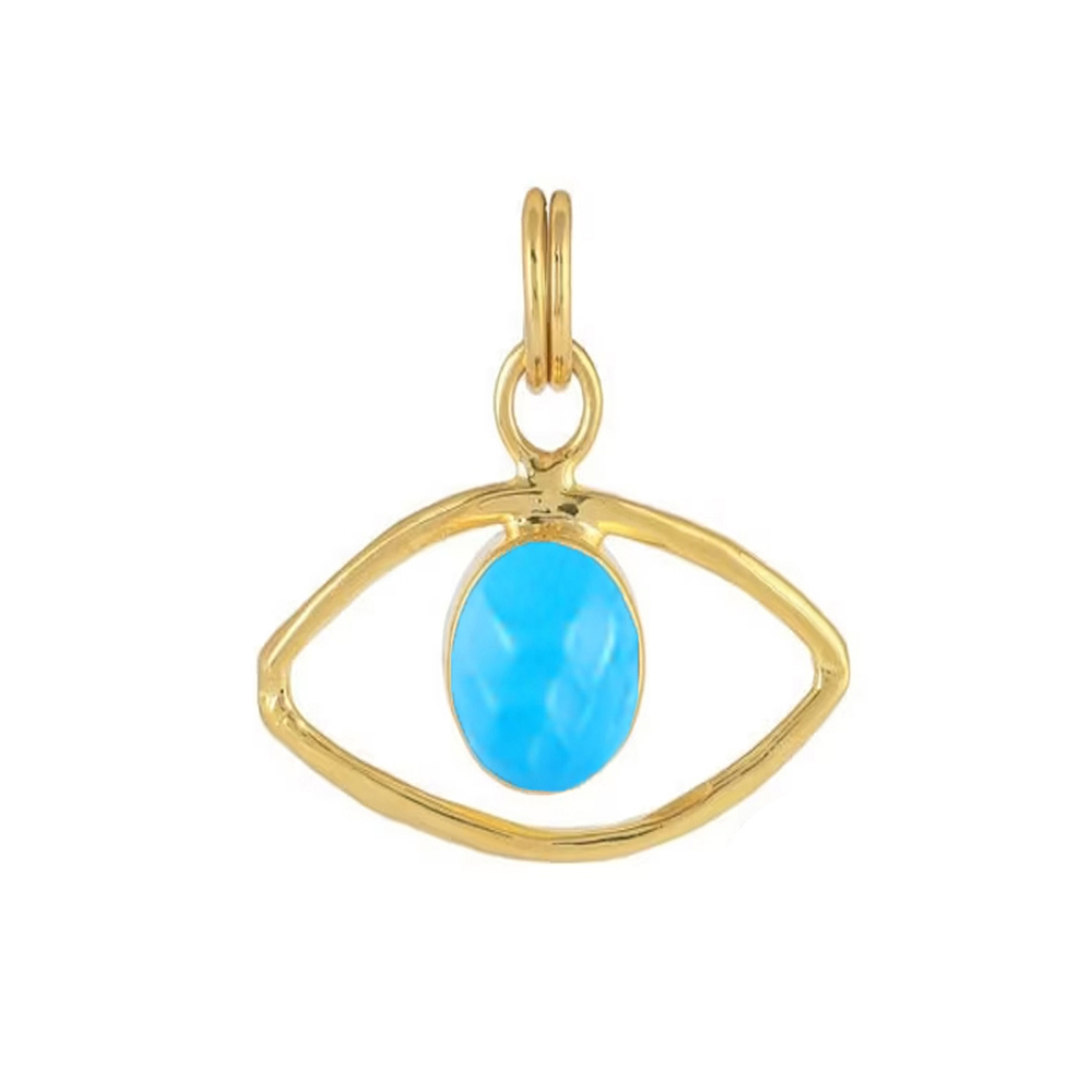 Natural Gemstone Charm 6mm Capstone Pendant Gold Vermeil Gemstone Pendant