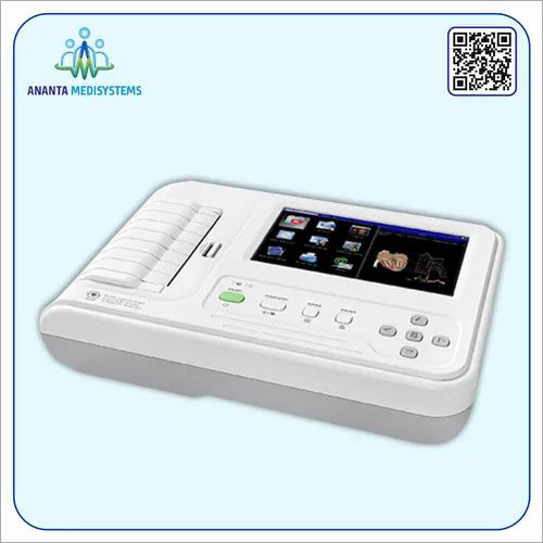 Contec 6 Channel ECG Machine - ABS Material, White Color, Automatic Operation | Portable, Digital Adjustments for Hospital Use