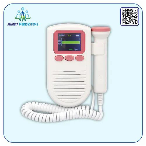 Fetal Doppler - Plastic and Metal Construction, 530g Weight, White Color | Battery-Powered for Cardiac Imaging and OB/GYN Use in Hospitals