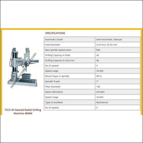 All Geared Auto Feed Radial Drilling Machine