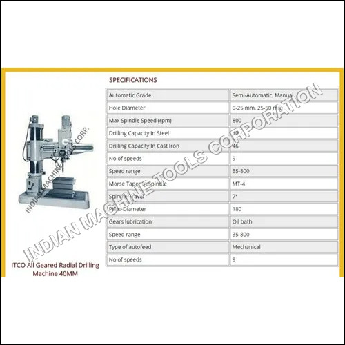 All Geared Auto Feed Radial Drilling Machine