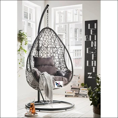 Hanging Swing Chair Grey With Grey Cushion Application: Garden