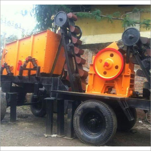 Mobile Stone Crusher - Mild Steel, 20-25 Tons per Hour Capacity - Semi-Automatic & Automatic, DC/AC Motor, Black & Yellow Color