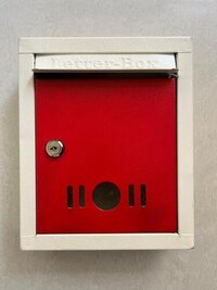 Red And White Letter Box - Material: Metal