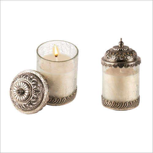 White Antique Glass Candle