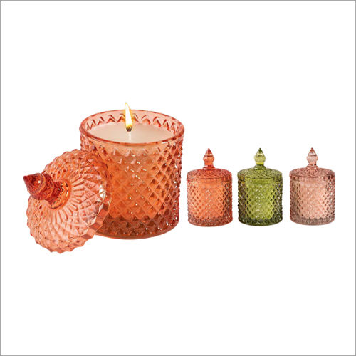 Multicolor Glass Candle With Lid