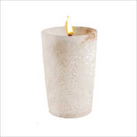 Stone Pot Candle - Soy Wax, White Color, Hand-carved Container Design | Natural Aesthetic, Warm Amber Glow