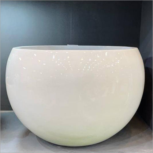 White Ball Fiber Pot Medium