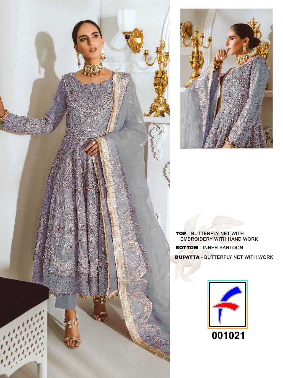 Women Heavy Net with sequence Embroidery Work Suits...