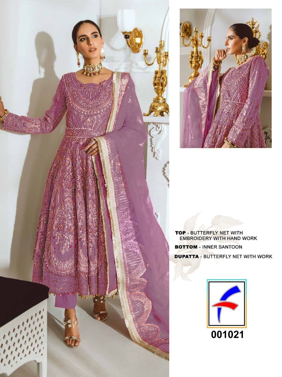 Women Heavy Net with sequence Embroidery Work Suits...