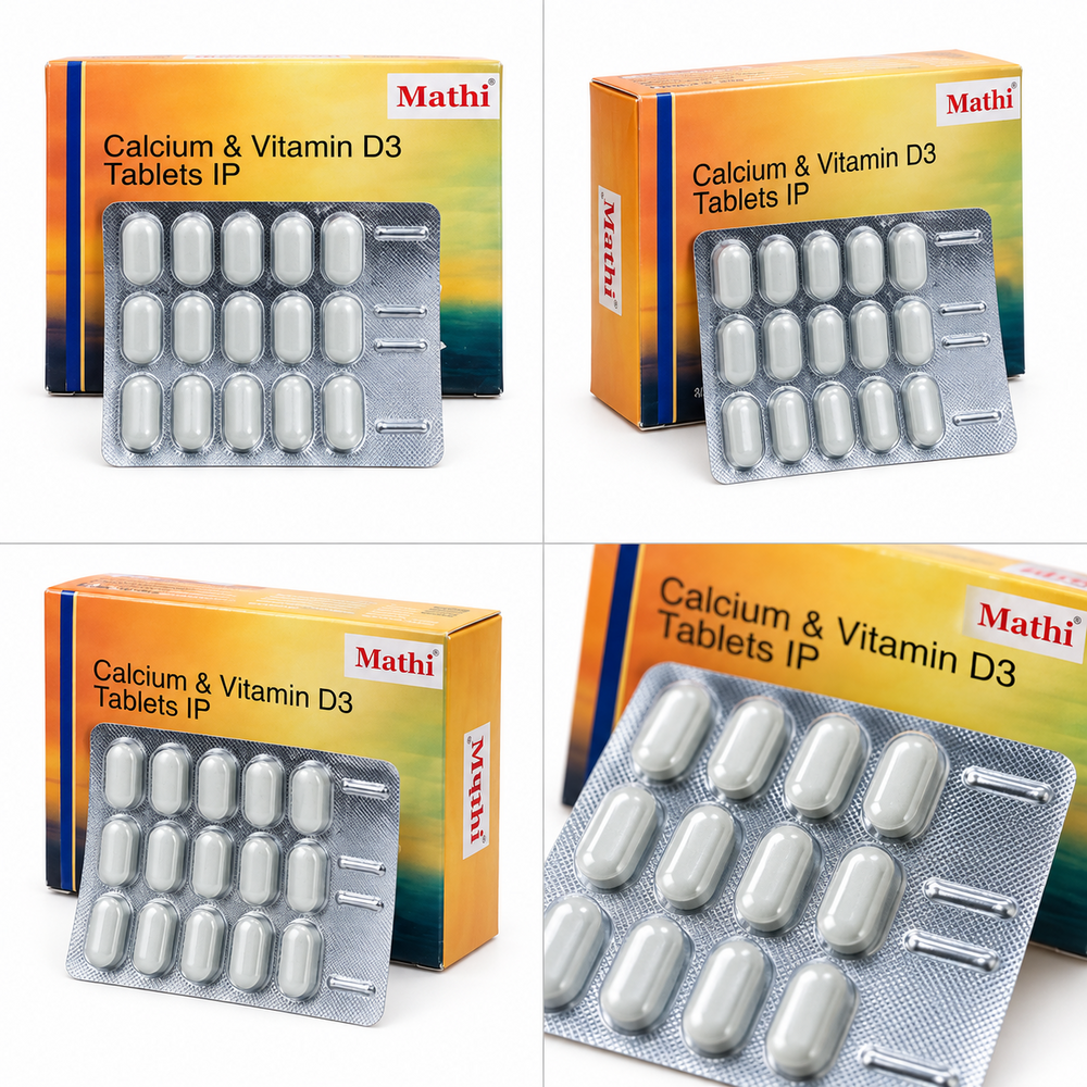 Calcium And Vitamin D3 Tablets - Tablets, Suitable For Adults | Alu Alu Packaging, Supports Bone Health, Ideal for Seniors and Nursing Mothers