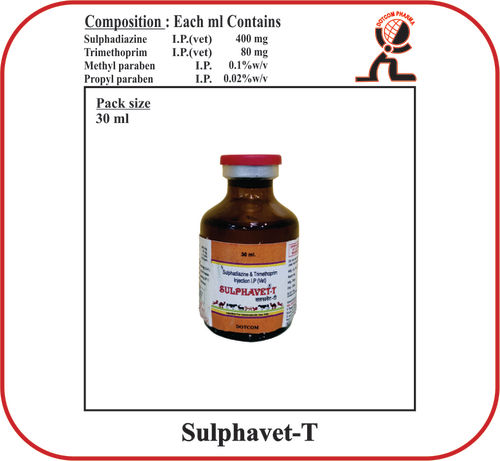 Sulphadiazine I.P. Trimethoprim I.P. Brand - Sulphavet-T 30Ml Veterinary Injectables