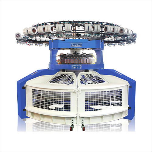 White And Blue Double Jersey Open Width Machine