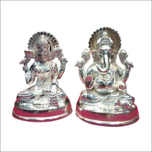 Laxmi Ganesh Silver Statue Set