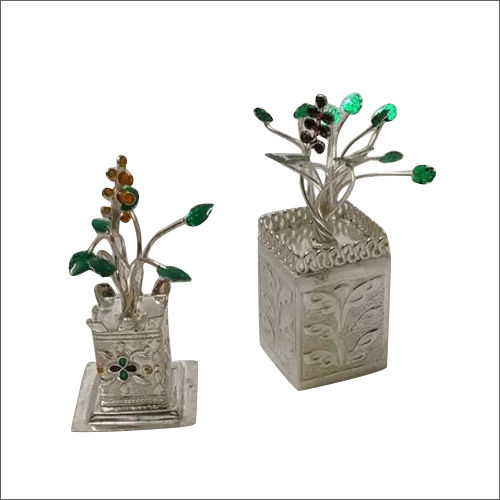 Silver Tulsi Pot And Plant