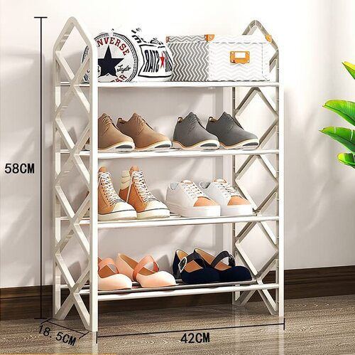 White 4-Shelf Diy Lightweight Compact Shoe Rack