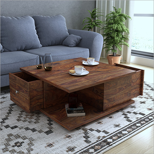 Brown Solid Sheesham Wood Coffee Table