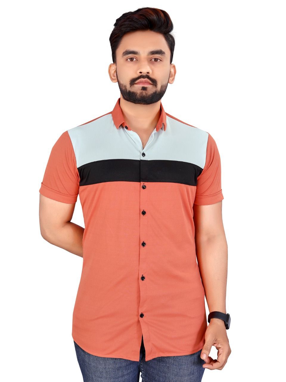 Men Casual Cotton Lycra Shirts...