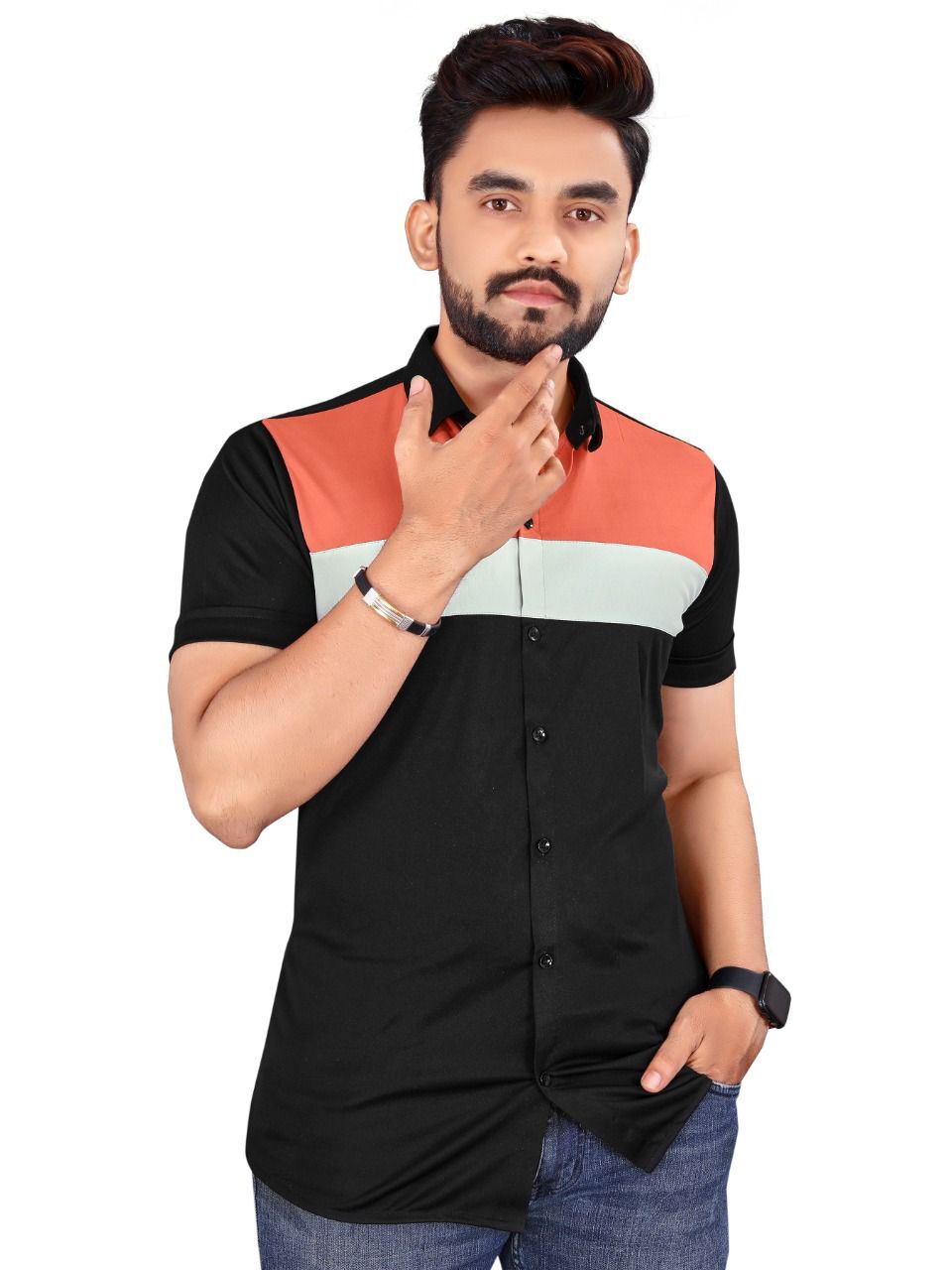 Men Casual Cotton Lycra Shirts...