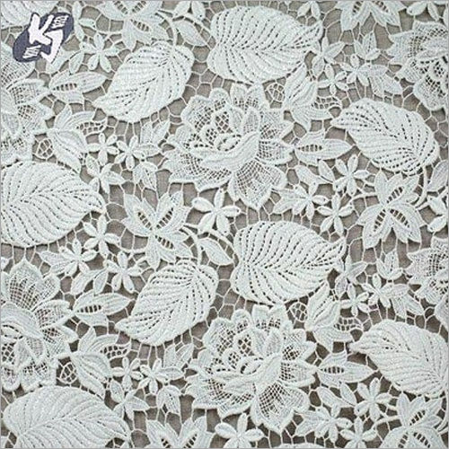 Cotton White Embroidered Fabric