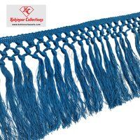 Hand Knotted Cotton Lace Fringe Teal Color