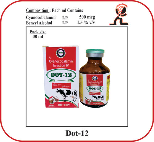 Cyanocobalamin (Anhydrous) I.P Brand - Dot-12  30Ml Veterinary Injectables