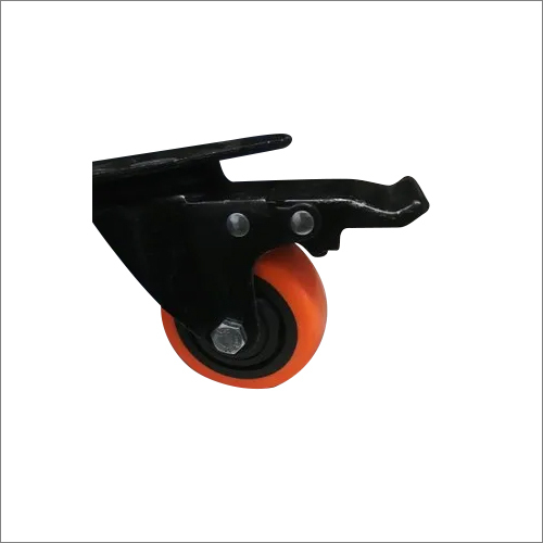 Brake Caster Wheel - Mild Steel & Plastic, 4X1.5 Inch Size | Load Capacity 100-500 kg, Swivel Movement, Locking Brake, Black Finish