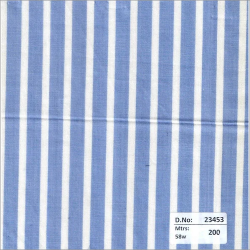 23453 58 Inch Stripes Fabrics - Cotton Material, 200 Meters Length, Blue Color, Plain Texture | Suitable for Various Textiles Use
