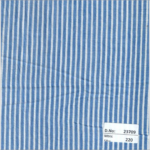 Cotton Fabric - 58 Inch Stripes Blue Color Plain Texture for Textiles