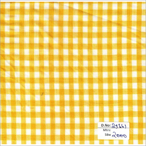 23661 58 Inch Mill Made Gingham Checks Fabrics - Cotton Material, 2000 Mtrs, Yellow Color, Printed Pattern, Plain Texture, Ideal for Textiles