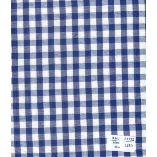 23722 58 Inch Mill Made Gingham Checks Fabrics - Cotton Material, 1350 Mtrs Length, Blue Color | Plain Pattern, Textiles Use, Other Style