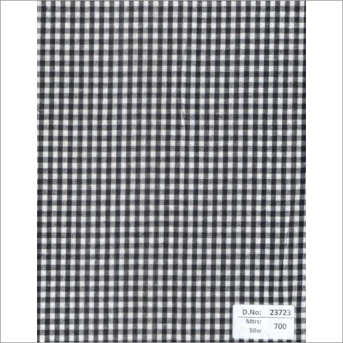 23723 58 Inch Mill Made Gingham Checks Fabrics - Cotton Material, 700 Mtrs Length | Black Color, Plain Texture, Ideal for Textiles