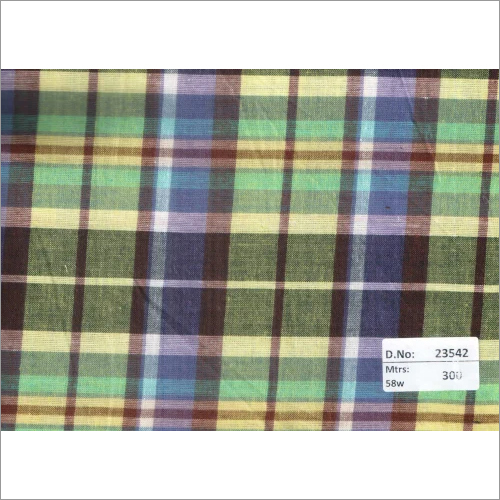 23542 58 Inch Mill Made Checks Shirt Fabrics - 100% Cotton, 300 Mtrs | Green & Purple Stripe, Quick Dry Yarn Dyed Fabrics