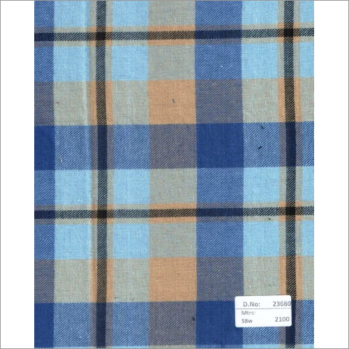 23680 58 Inch Twill Checks Fabrics - 100% Cotton, 2100 Mtrs | Yarn Dyed, Washable, Blue Color, Twill Fabric Style