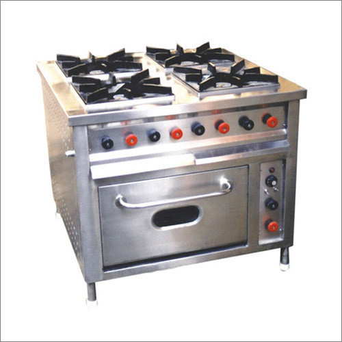Steel Four Burner Gas Range With Oven