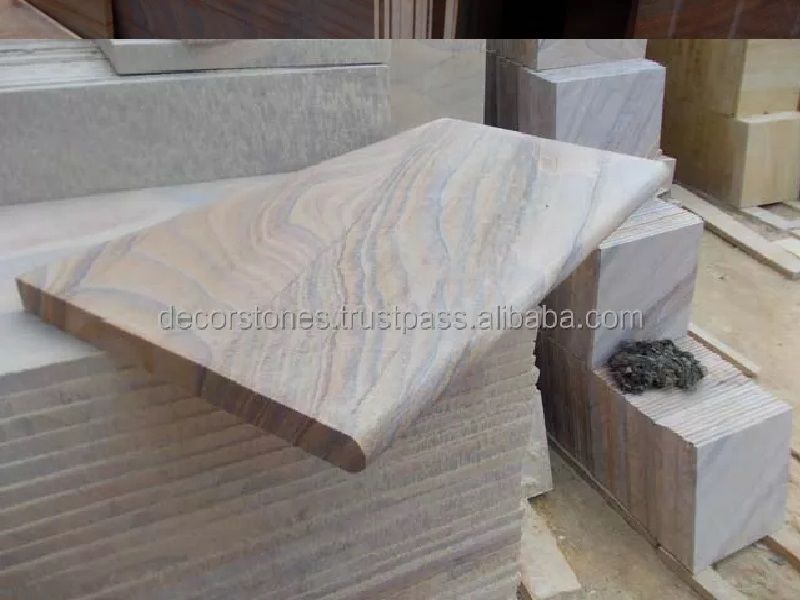 Rainbow sandstone bull nosed coping stone