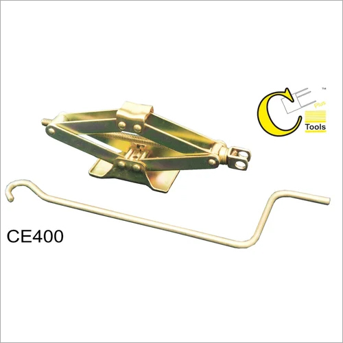 CE400 Scissors Jack - Mild Steel, 300mm Height, Golden Finish | 1 Tonne Lifting Capacity, Single Piece Handle Assembly