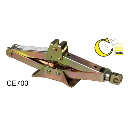 CE700 Alto Scissors Jack - Mild Steel, 380mm Height, Golden Color, Lifting Capacity: 1 Tonne, Single Piece Handle Assembly | Industrial & Automotive Use