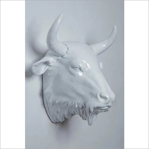 White Fiberglass Bull Sculpture